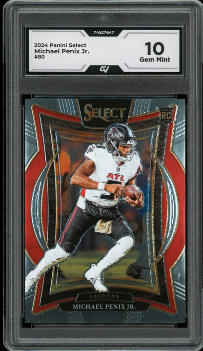 2024 Panini Select #80 Michael Penix Jr. Rookie Card RC Graded 10 Gem Mint - Front