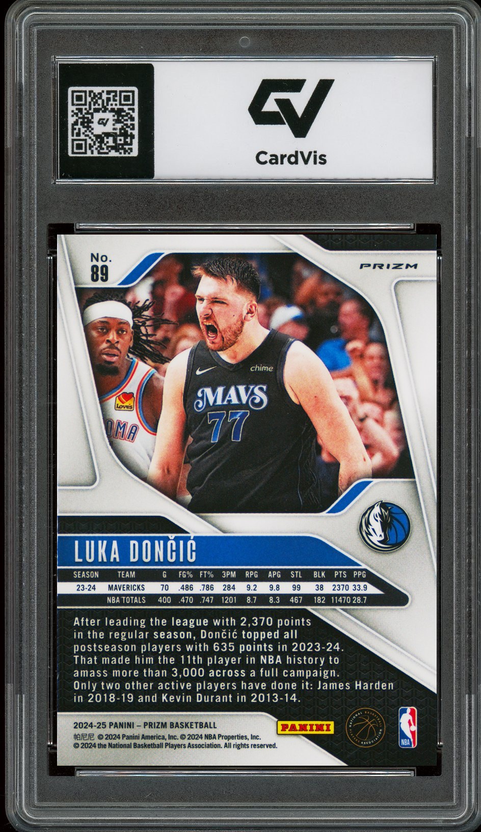 2024 Panini Prizm #89 Luka Doncic Silver Prizm Graded 10 Gem Mint - Back