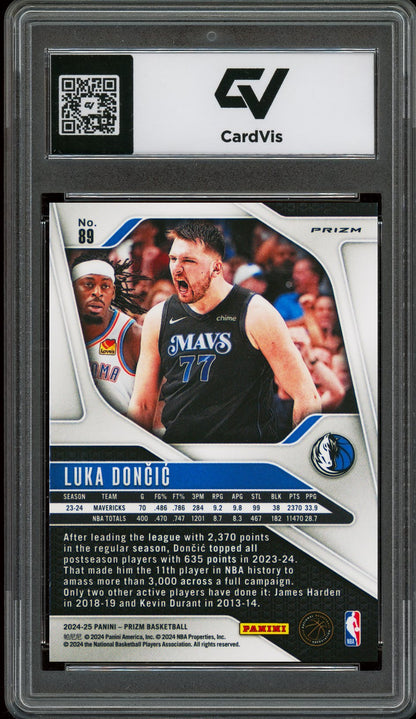 2024 Panini Prizm #89 Luka Doncic Silver Prizm Graded 10 Gem Mint - Back