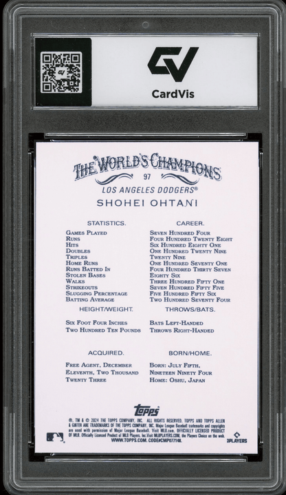 2024 Topps Allen & Ginter #97 Shohei Ohtani Graded 10 Gem Mint - Back