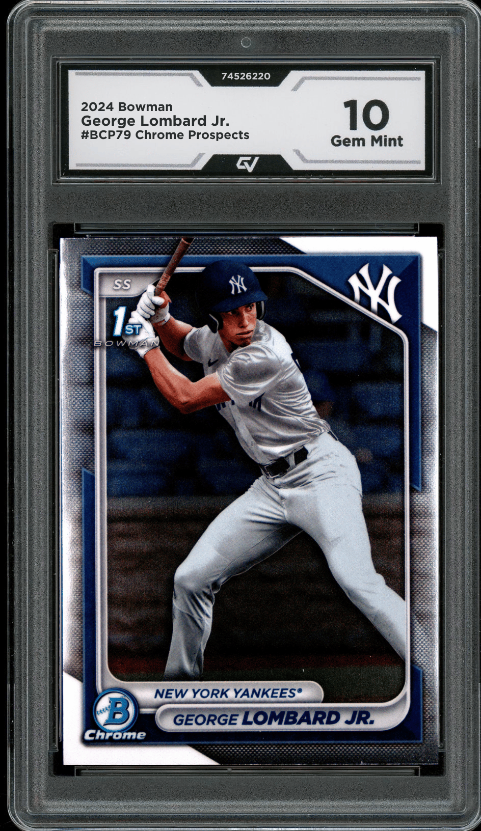 2024 Bowman Chrome Prospects #BCP79 George Lombard Jr Graded 10 Gem Mint - Front