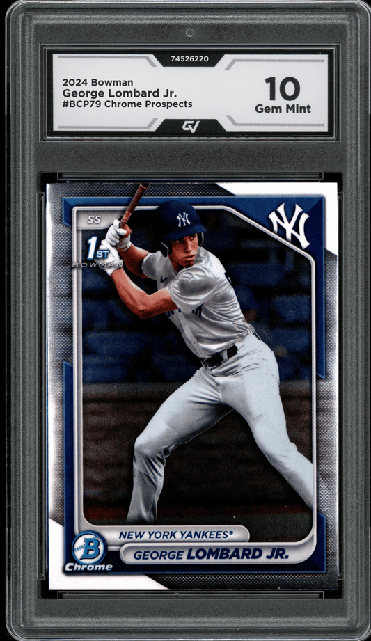 2024 Bowman Chrome Prospects #BCP79 George Lombard Jr Graded 10 Gem Mint - Front