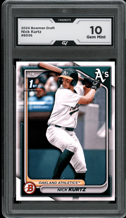 2024 Bowman Draft #BD56 Nick Kurtz Graded 10 Gem Mint - Front