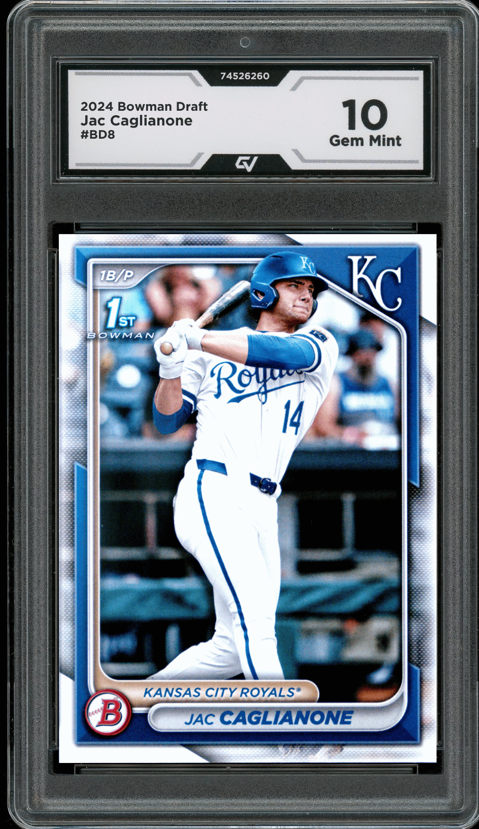2024 Bowman Draft #BD8 Jac Caglianone Graded 10 Gem Mint - Front