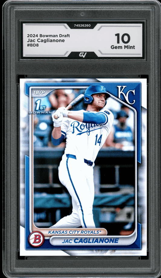 2024 Bowman Draft #BD8 Jac Caglianone Graded 10 Gem Mint - Front