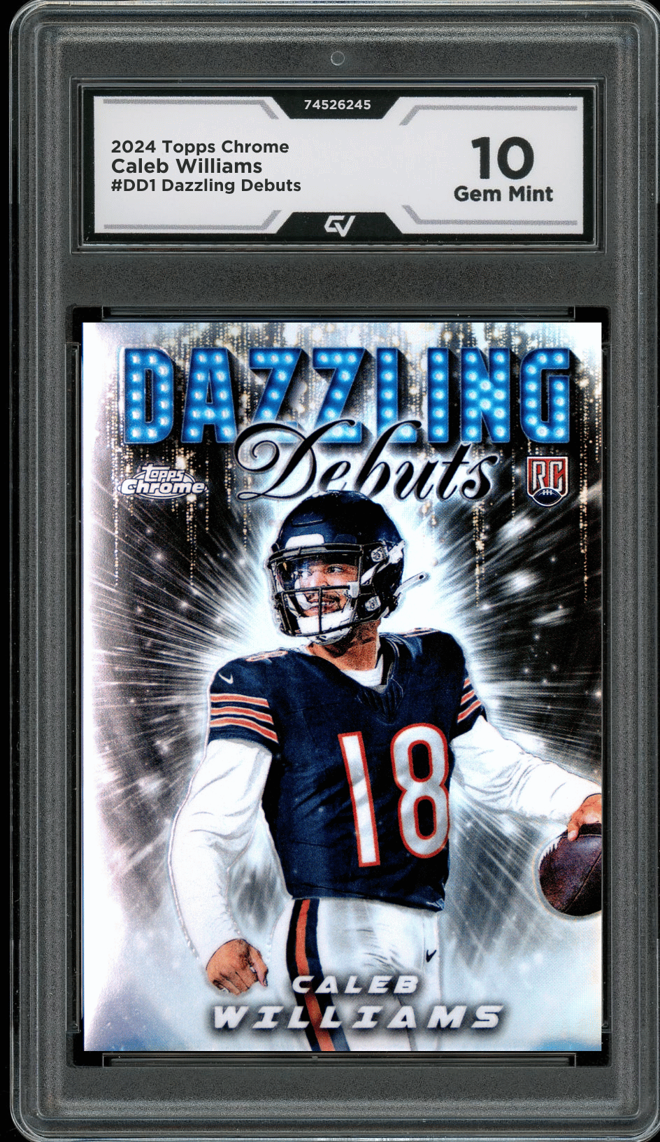 2024 Topps Chrome Dazzling Debuts #DD1 Caleb Williams Graded 10 Gem Mint - Front