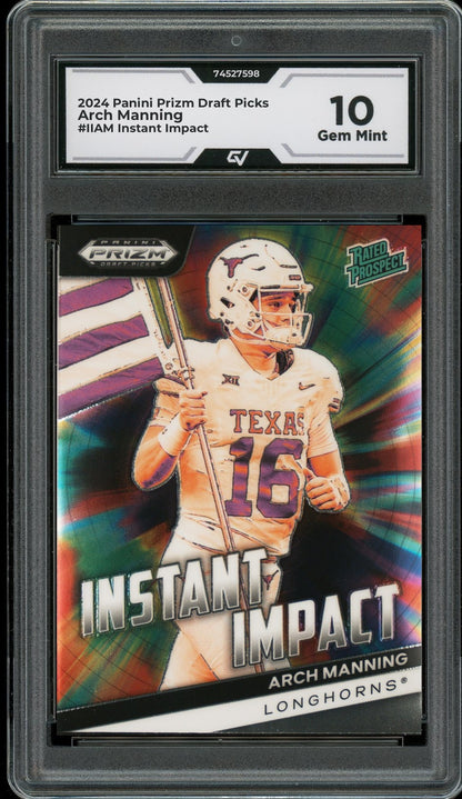 2024 Panini Prizm Draft Picks #IIAM Arch Manning Instant Impact Rookie Card RC Graded 10 Gem Mint - Front