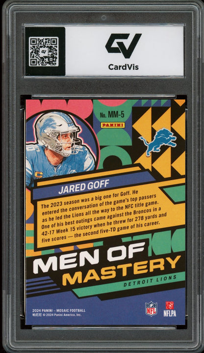 2024 Panini Mosaic #MM-5 Jared Goff Men Of Mastery Graded 10 Gem Mint - Back