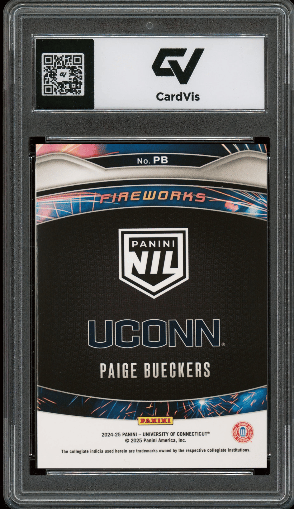 2024 Panini NIL Uconn Fireworks #PB Paige Bueckers Graded 10 Gem Mint - Back