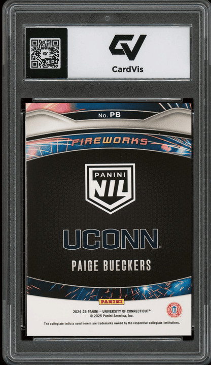 2024 Panini NIL Uconn Fireworks #PB Paige Bueckers Graded 10 Gem Mint - Back
