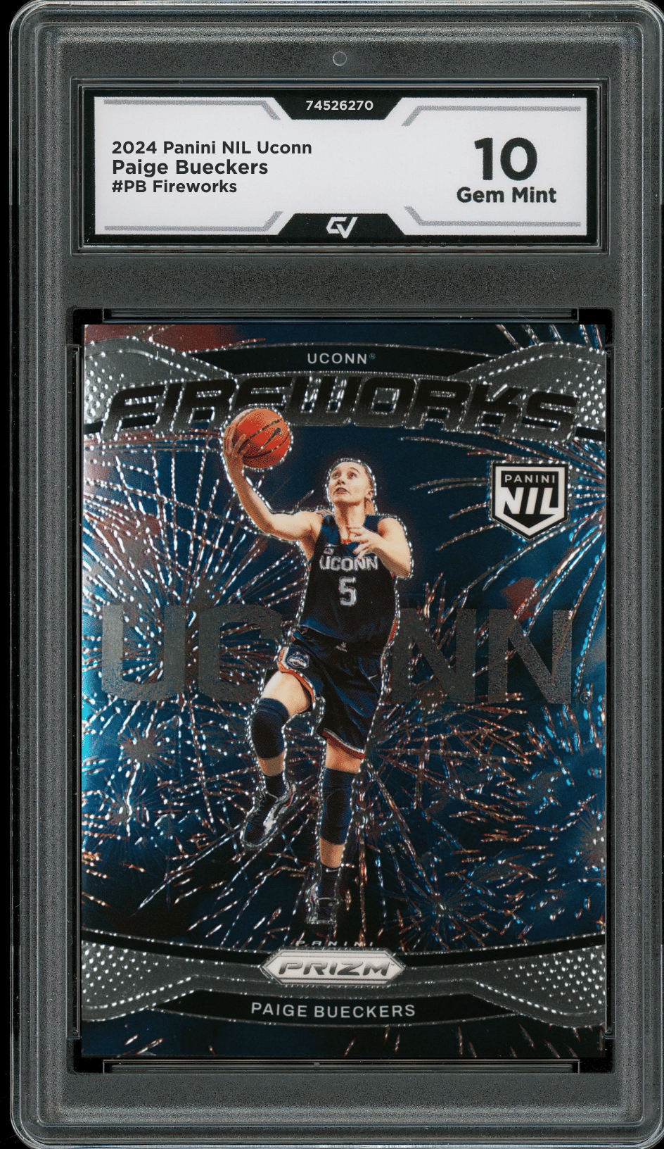 2024 Panini NIL Uconn Fireworks #PB Paige Bueckers Graded 10 Gem Mint - Front