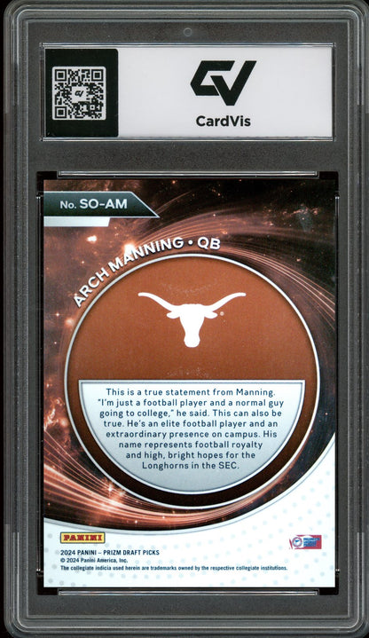 2024 Panini Prizm Draft Picks #SOAM Arch Manning Student Orientation Rookie Card RC Graded 10 Gem Mint - Back