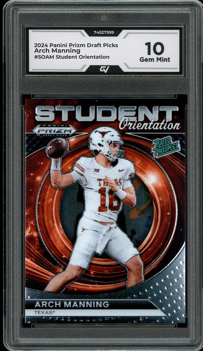2024 Panini Prizm Draft Picks #SOAM Arch Manning Student Orientation Rookie Card RC Graded 10 Gem Mint - Front