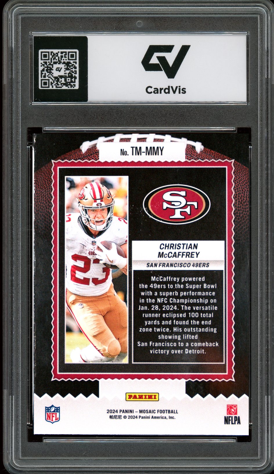 2024 Panini Mosaic #TM-MMY Christian Mccaffrey Touchdown Masters Graded 10 Gem Mint - Back