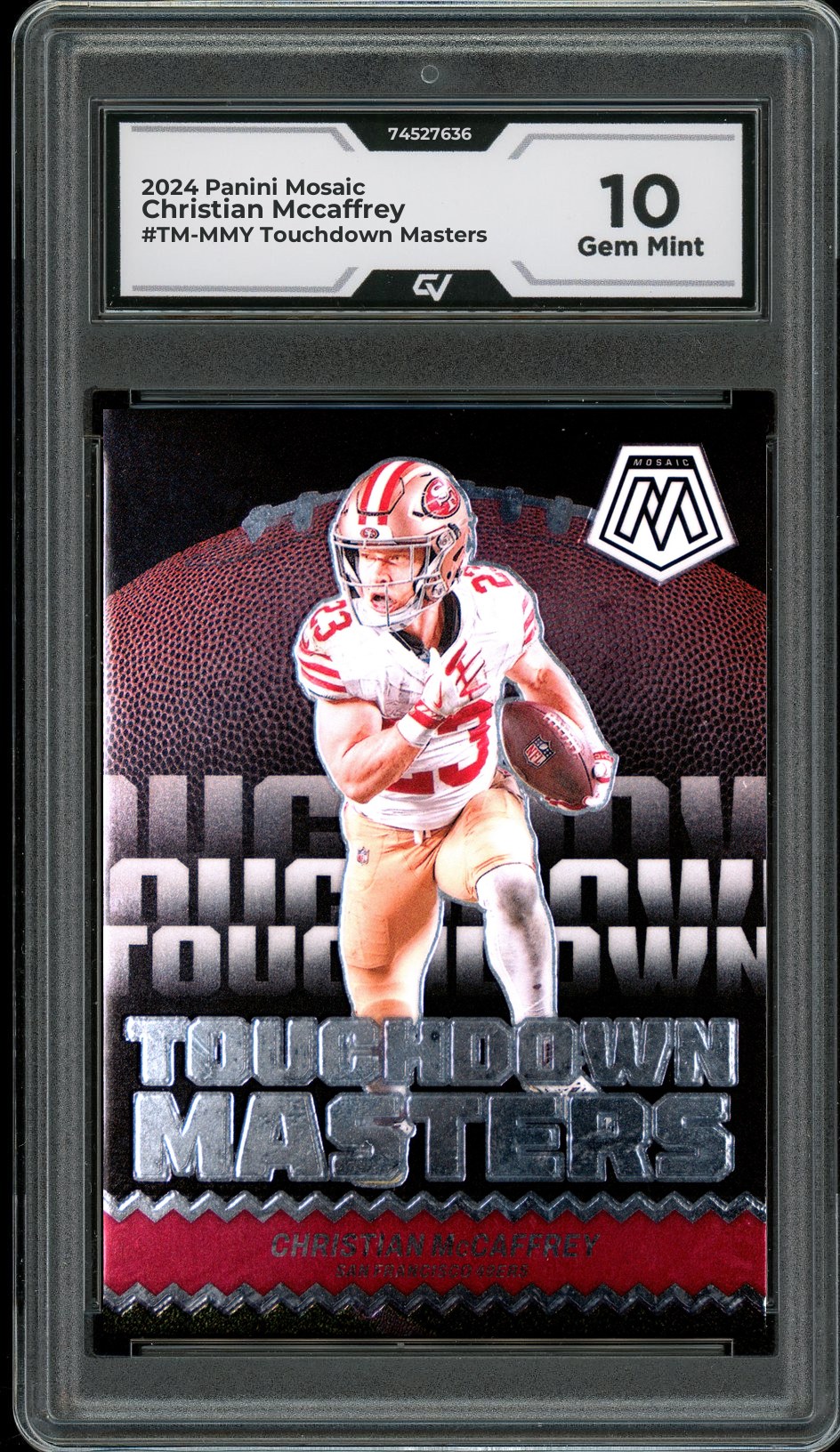 2024 Panini Mosaic #TM-MMY Christian Mccaffrey Touchdown Masters Graded 10 Gem Mint - Front