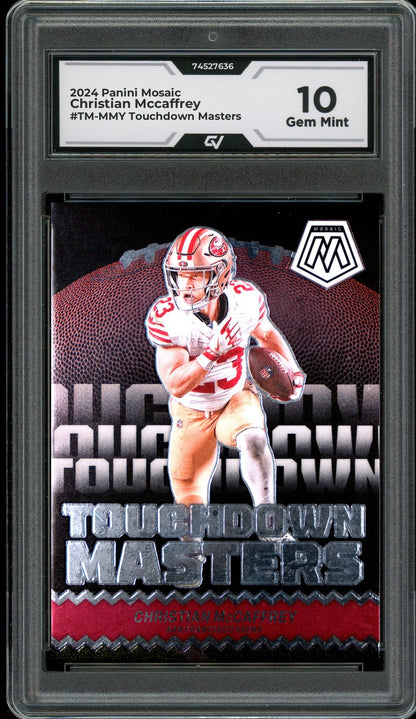 2024 Panini Mosaic #TM-MMY Christian Mccaffrey Touchdown Masters Graded 10 Gem Mint - Front