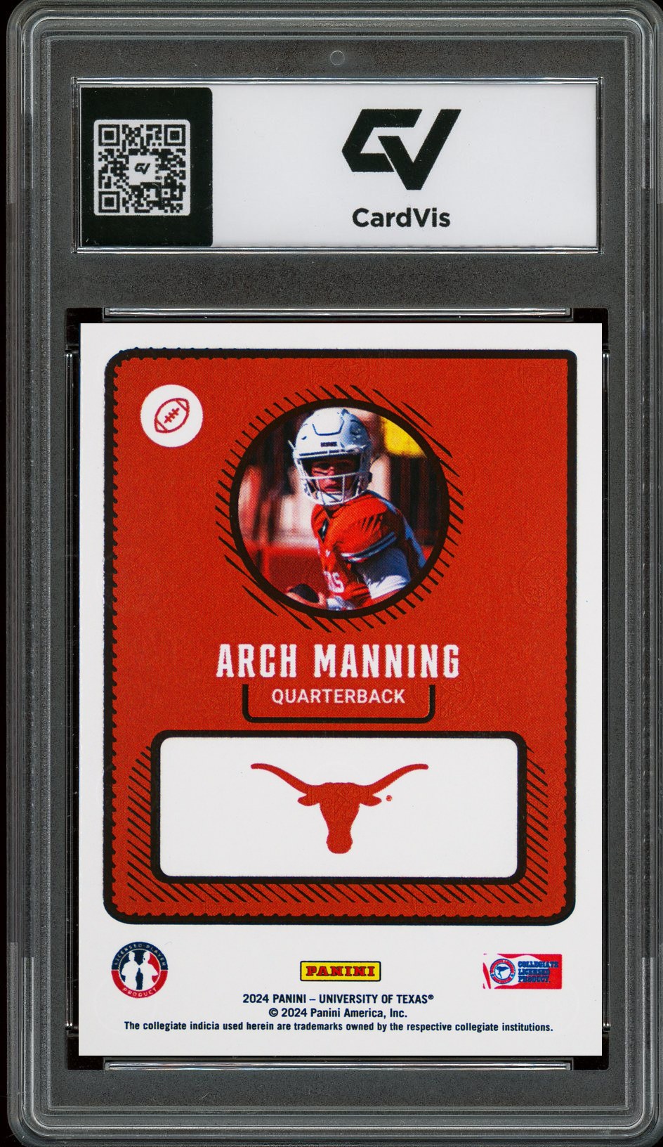 2024 Panini NIL Arch Manning University Of Texas Rookie Card RC Graded 10 Gem Mint - Back