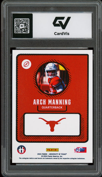 2024 Panini NIL Arch Manning University Of Texas Rookie Card RC Graded 10 Gem Mint - Back