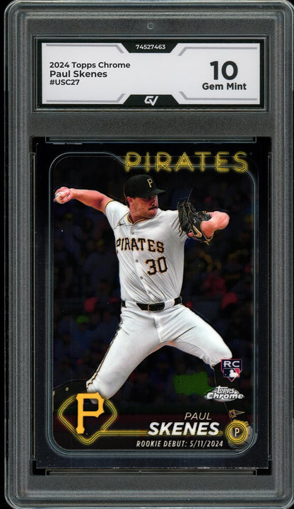 2024 Topps Chrome #USC27 Paul Skenes Graded 10 Gem Mint - Front