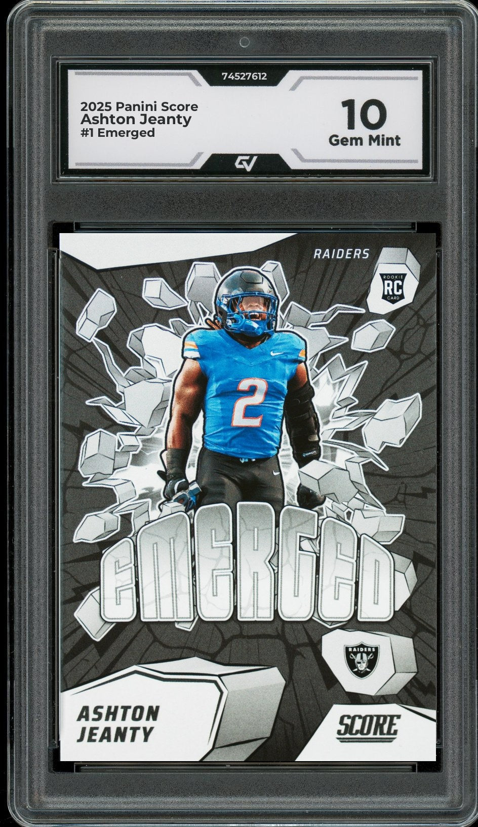 2025 Panini Score #1 Ashton Jeanty Emerged Rookie Card RC Graded 10 Gem Mint - Front