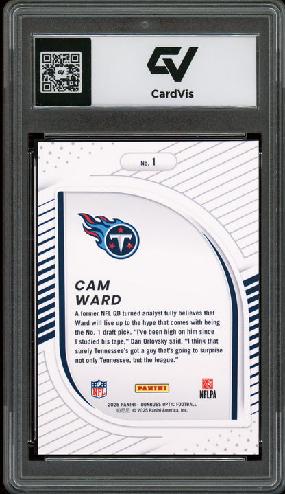 2025 Panini Donruss Optic #1 Cam Ward Hidden Potential Graded 10 Gem Mint - Back