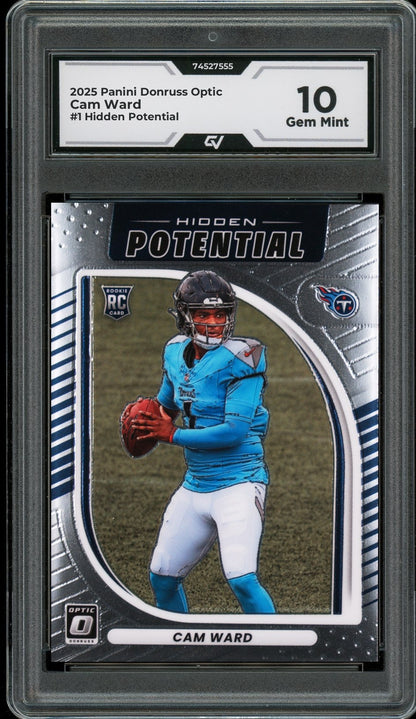 2025 Panini Donruss Optic #1 Cam Ward Hidden Potential Graded 10 Gem Mint - Front