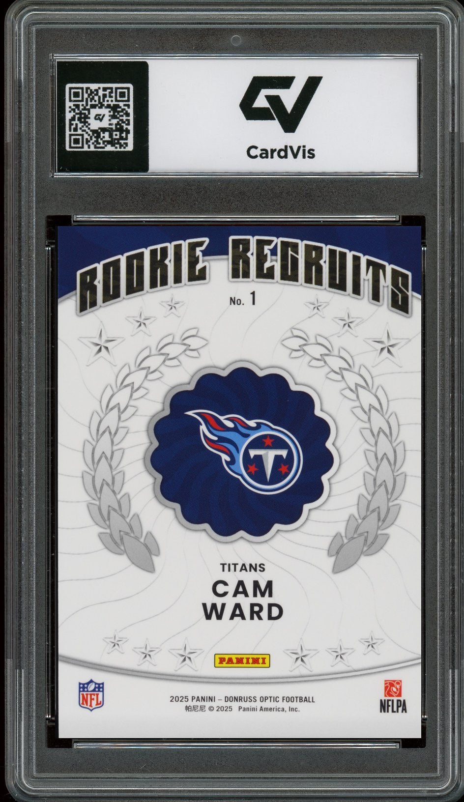 2025 Panini Donruss Optic #1 Cam Ward Rookie Recruits Graded 10 Gem Mint - Back