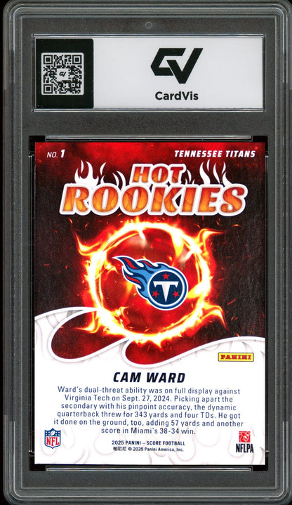 2025 Panini Score #1 Cam Ward Hot Rookies Graded 10 Gem Mint - Back