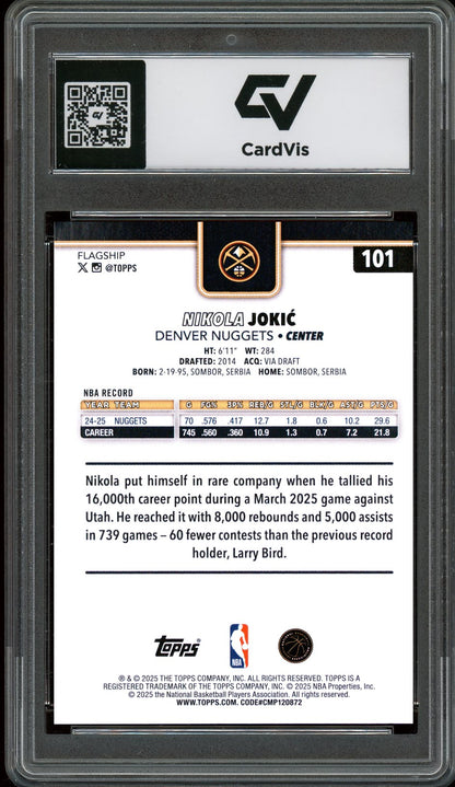 2025 Topps #101 Nikola Jokic Graded 10 Gem Mint - Back