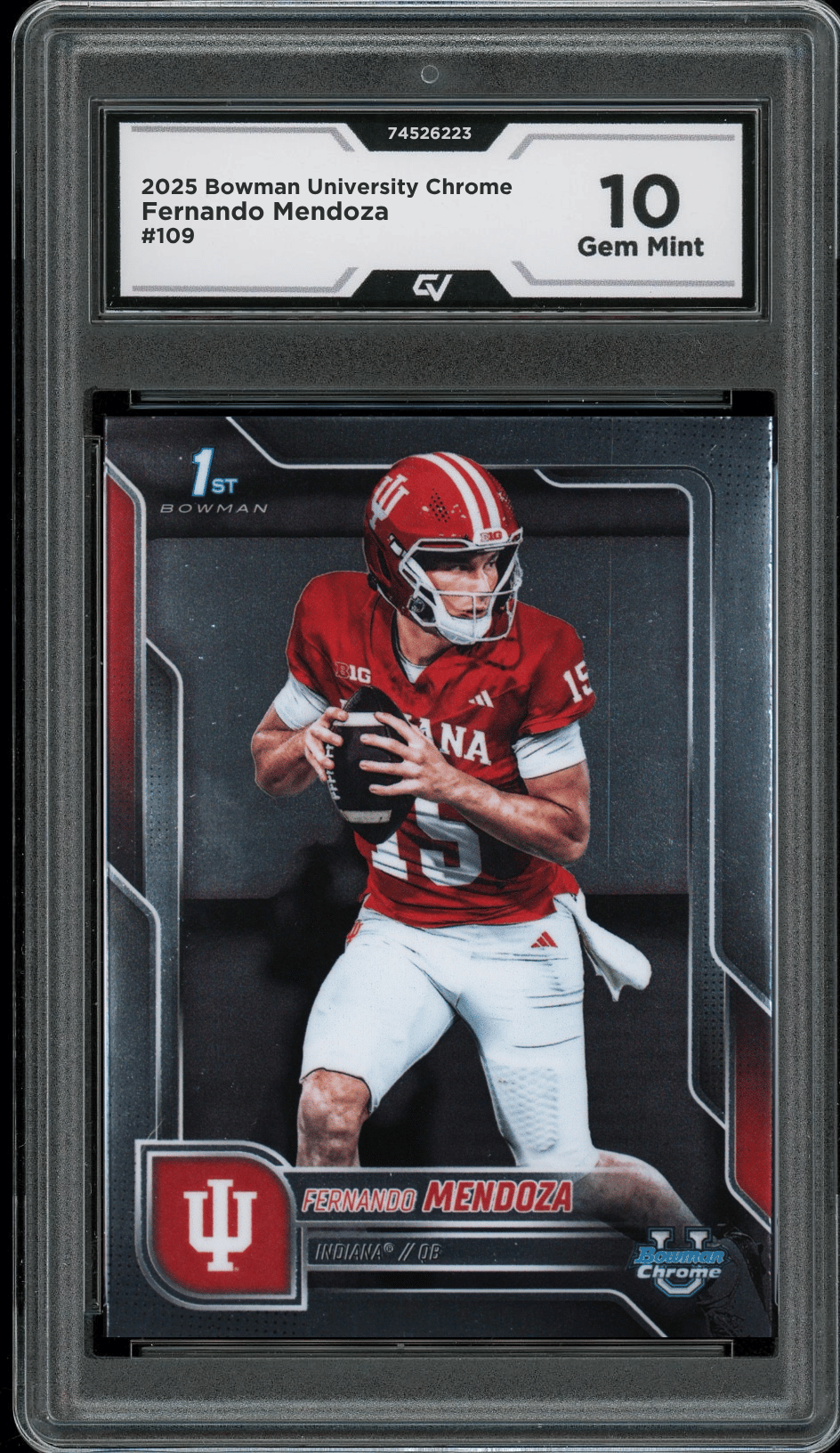 2025 Bowman University Chrome #109 Fernando Mendoza Graded 10 Gem Mint - Front