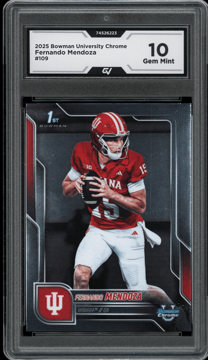 2025 Bowman University Chrome #109 Fernando Mendoza Graded 10 Gem Mint - Front