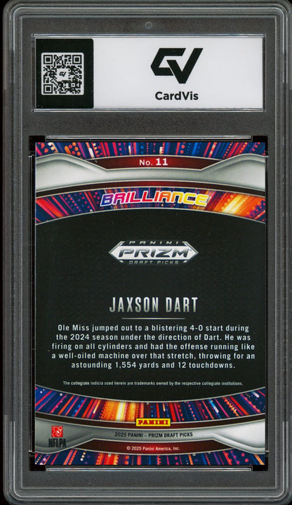 2025 Panini Prizm Draft Picks #11 Jaxson Dart Brilliance Graded 10 Gem Mint - Back