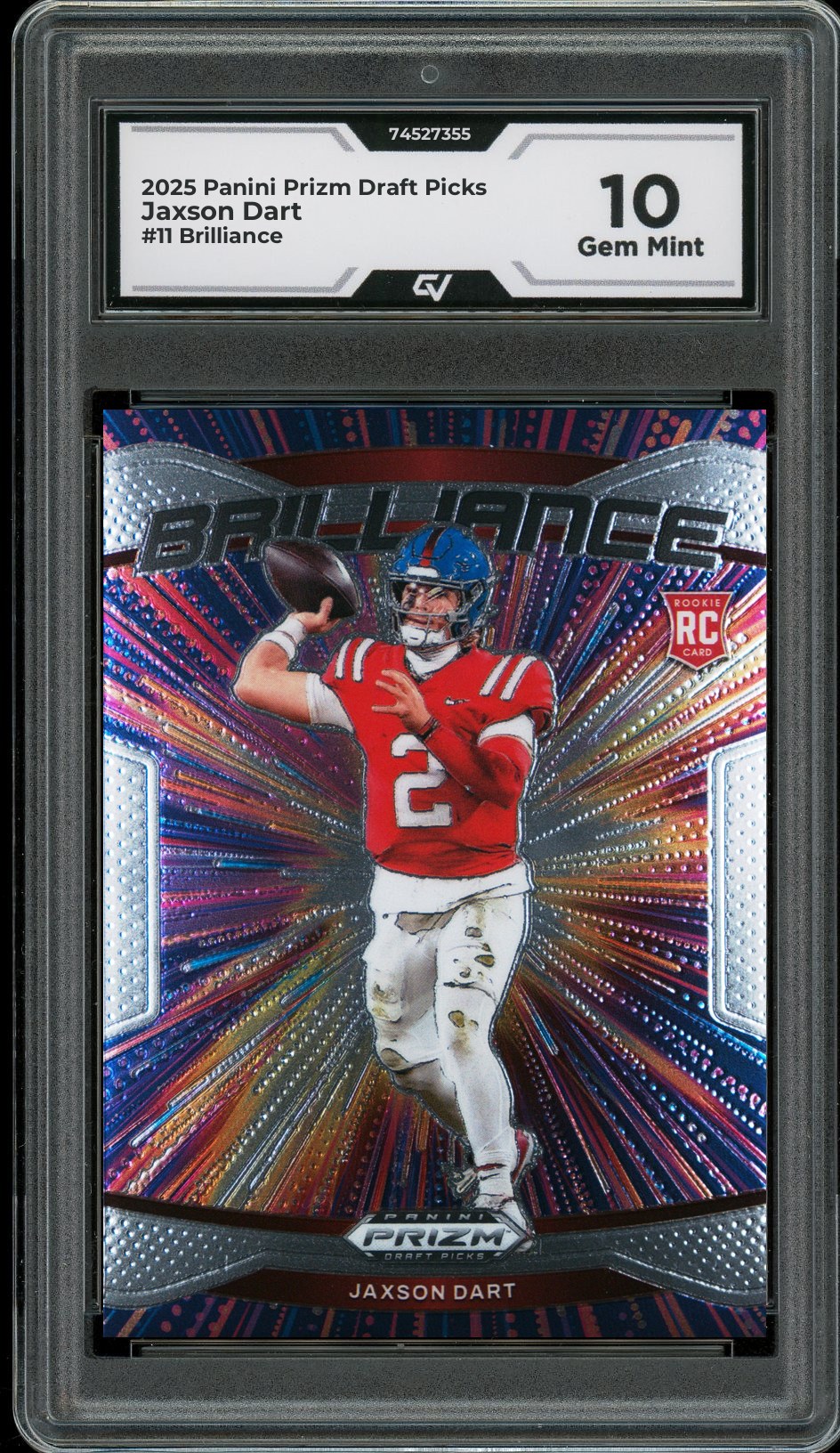 2025 Panini Prizm Draft Picks #11 Jaxson Dart Brilliance Graded 10 Gem Mint - Front