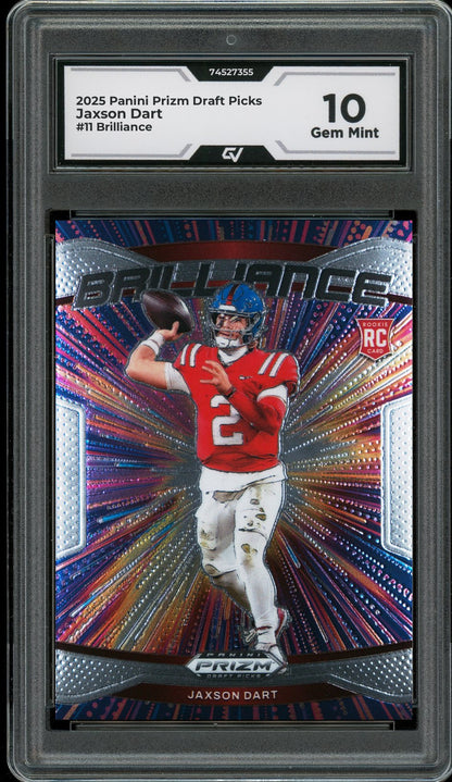 2025 Panini Prizm Draft Picks #11 Jaxson Dart Brilliance Graded 10 Gem Mint - Front
