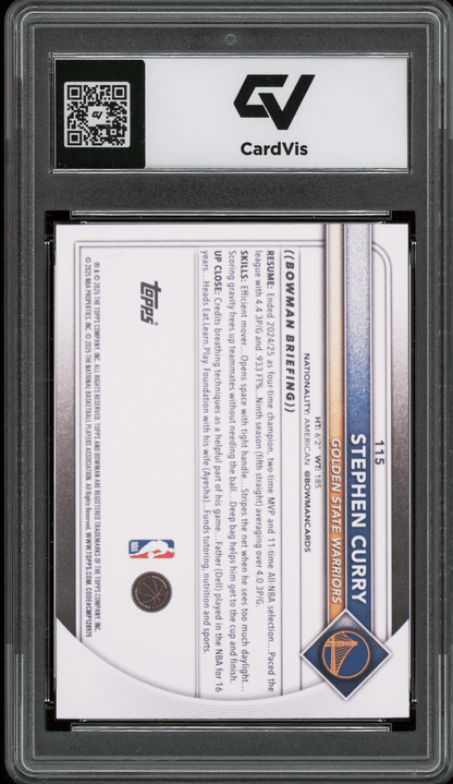 2025 Bowman #115 Stephen Curry Graded 10 Gem Mint - Back