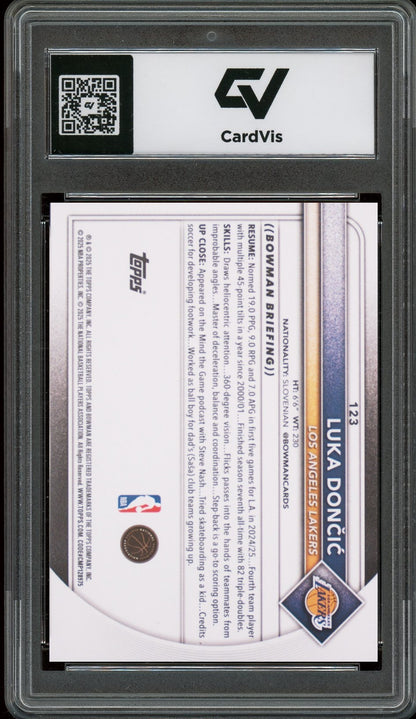 2025 Bowman #123 Luka Doncic Graded 10 Gem Mint - Back