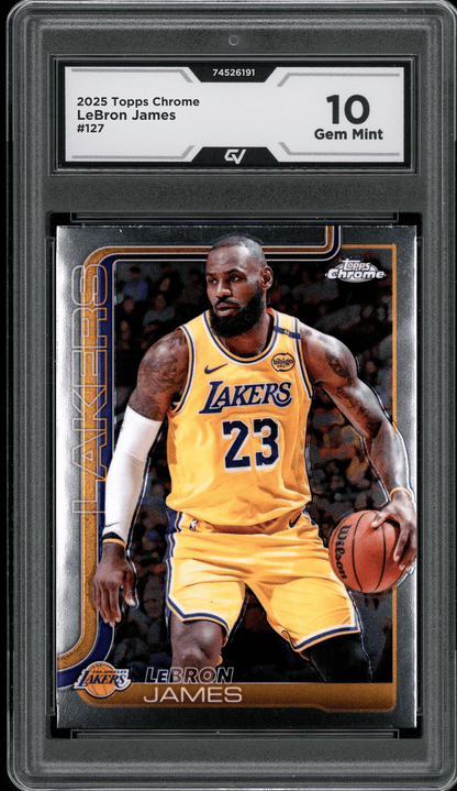 2025 Topps Chrome #127 Lebron James Graded 10 Gem Mint - Front