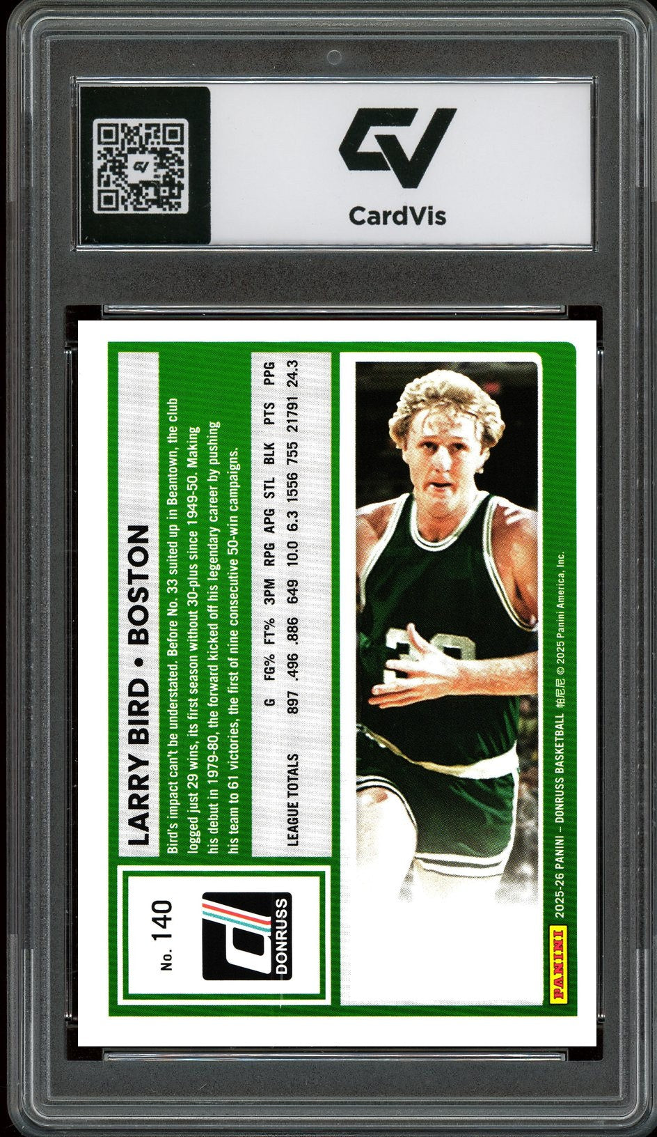 2025 Panini Donruss #140 Larry Bird Graded 10 Gem Mint - Back