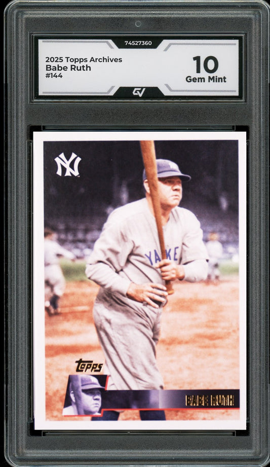 2025 Topps Archives #144 Babe Ruth Graded 10 Gem Mint - Front
