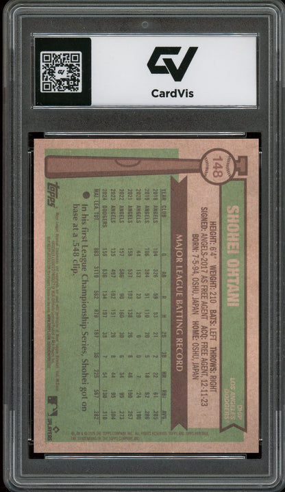 2025 Topps Heritage #148 Shohei Ohtani Graded 10 Gem Mint - Back
