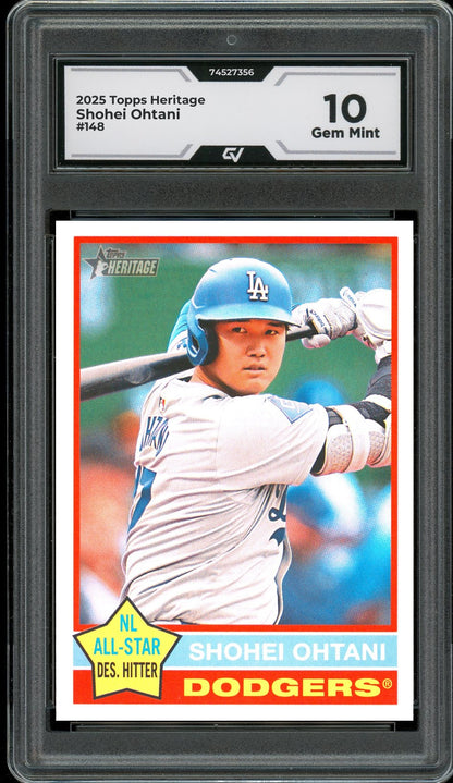2025 Topps Heritage #148 Shohei Ohtani Graded 10 Gem Mint - Front