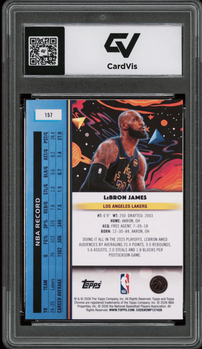 2025 Topps Cosmic Chrome #157 Lebron James Graded 10 Gem Mint - Back