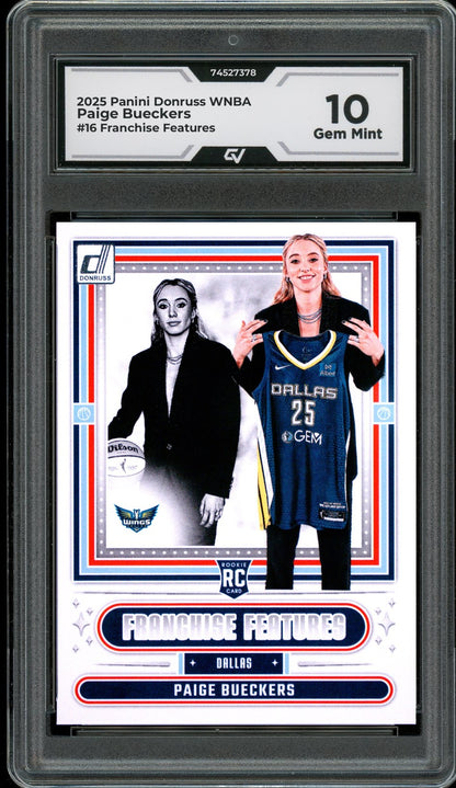 2025 Panini Donruss WNBA #16 Paige Bueckers Franchise Features Graded 10 Gem Mint - Front