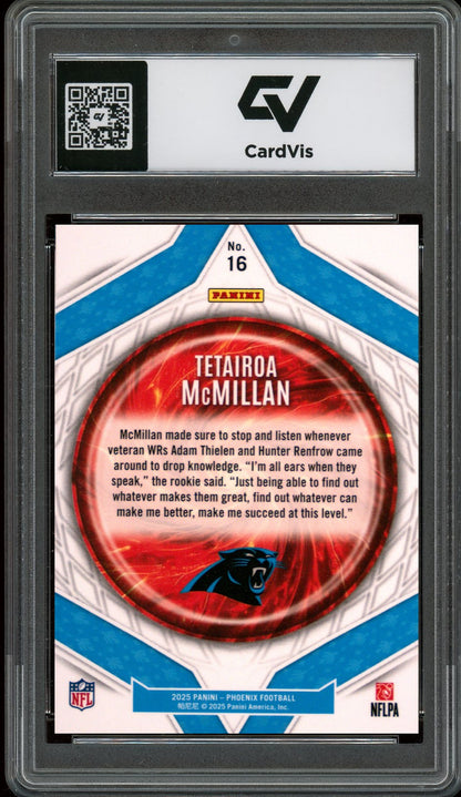 2025 Panini Phoenix #16 Tetairoa Mcmillan Paragon Graded 10 Gem Mint - Back