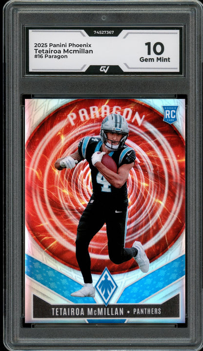 2025 Panini Phoenix #16 Tetairoa Mcmillan Paragon Graded 10 Gem Mint - Front