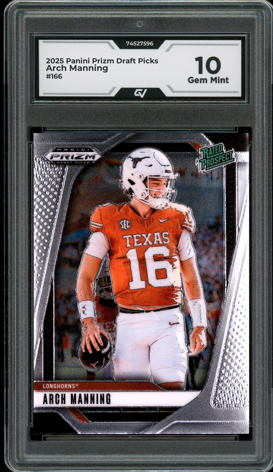 2025 Panini Prizm Draft Picks #166 Arch Manning Rookie Card RC Graded 10 Gem Mint - Front