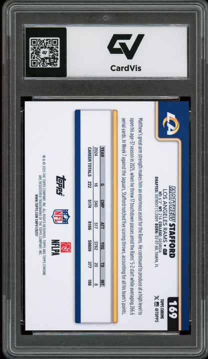 2025 Topps Chrome #169 Matthew Stafford Graded 10 Gem Mint - Back