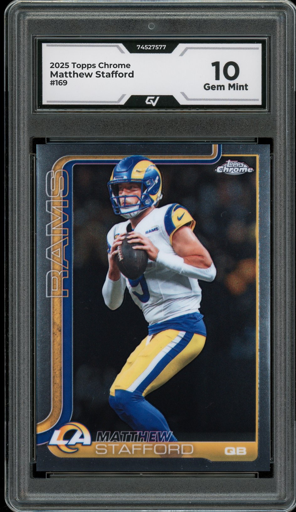 2025 Topps Chrome #169 Matthew Stafford Graded 10 Gem Mint - Front
