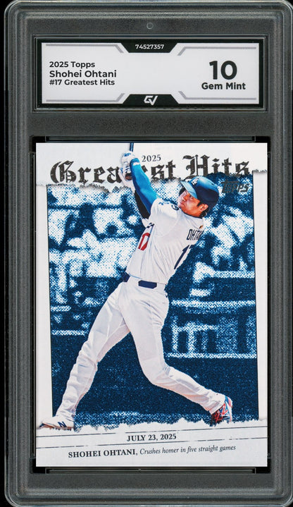 2025 Topps #17 Shohei Ohtani Greatest Hits Graded 10 Gem Mint - Front