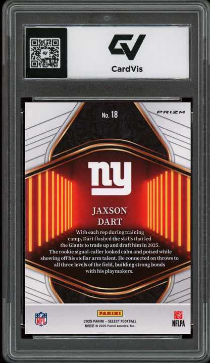 2025 Panini Select #18 Jaxson Dart Neon Icons Silver Prizm Graded 10 Gem Mint - Back